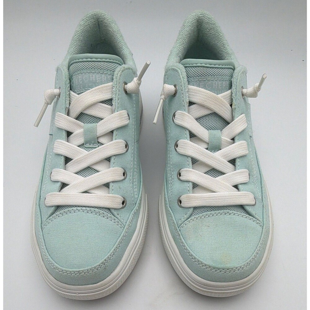 SKECHERS Arch Fit Women’s Canvas Slip On Arcade Sneakers Mint/White Size 7 US